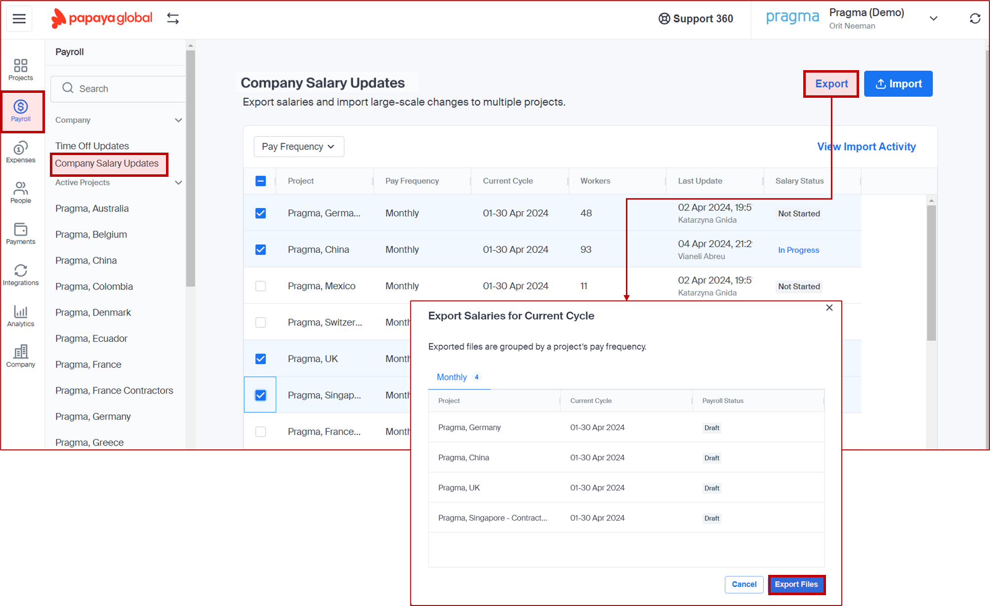 Payroll: Company Salary Updates