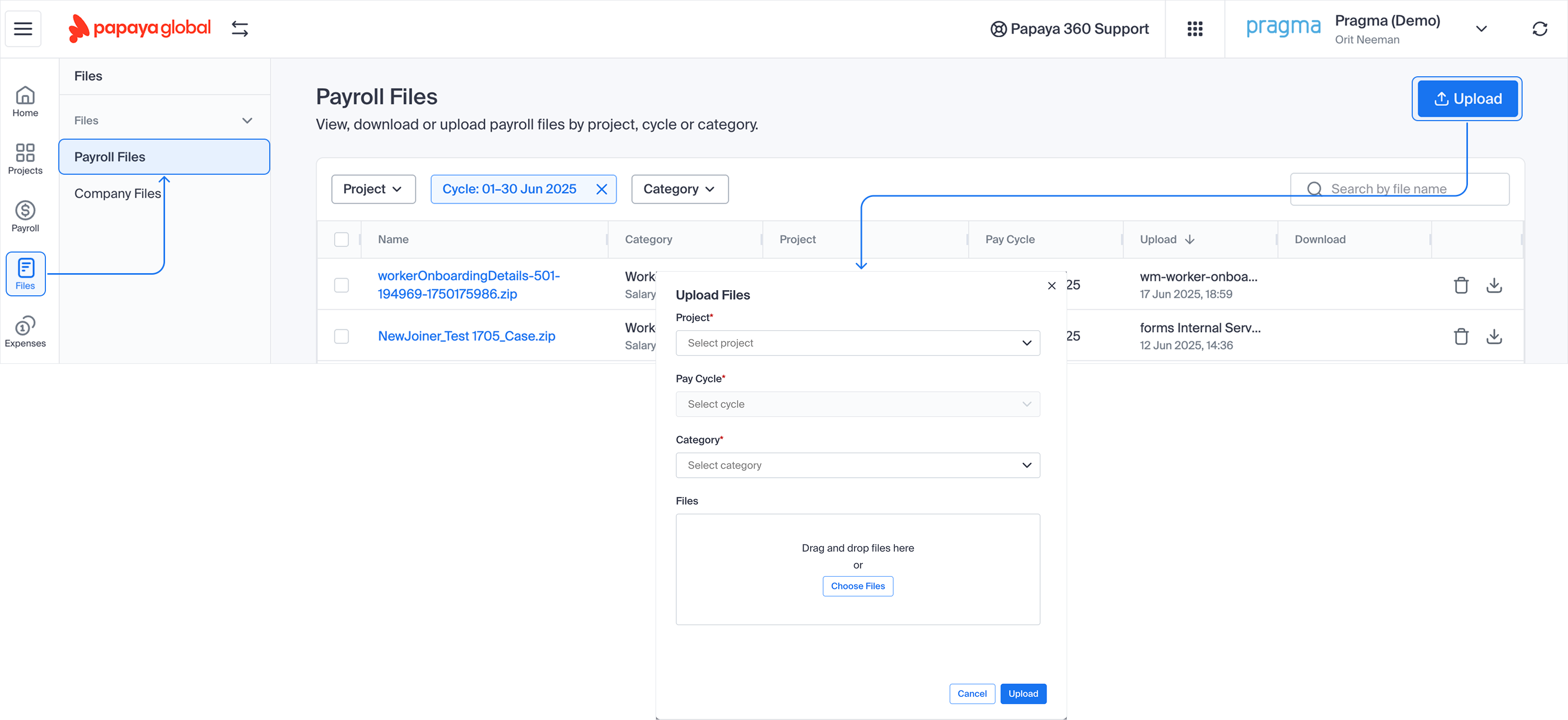 Upload Supporting Documents (HR & Finance Teams)