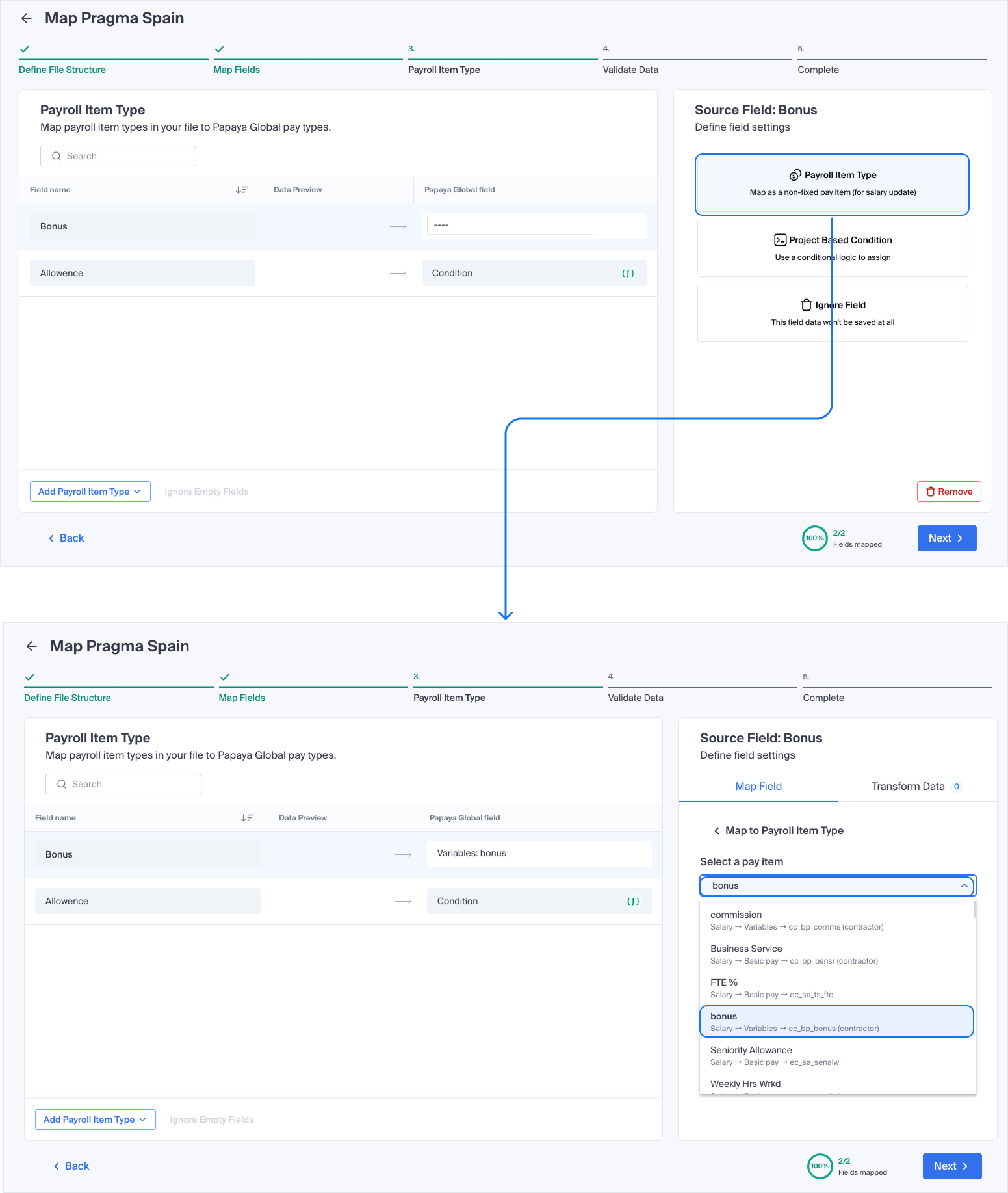 OneData - Map one time payroll adjustment